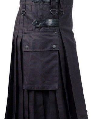 Black Deluxe Utility Kilt, Best Kilt for Men, Fashion Kilts