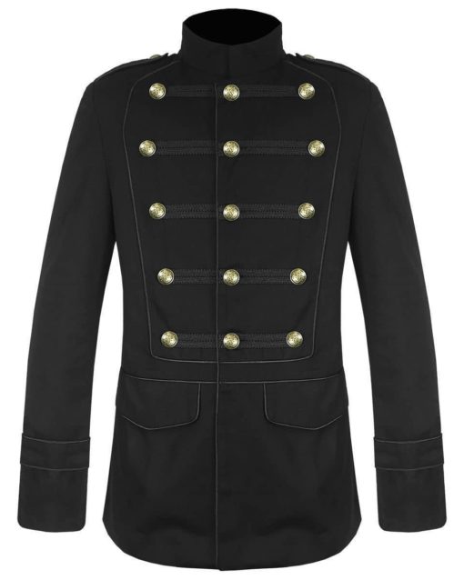 Black Military Jacket Goth Steampunk Vintage Pea Coat Kilt And Jacks 