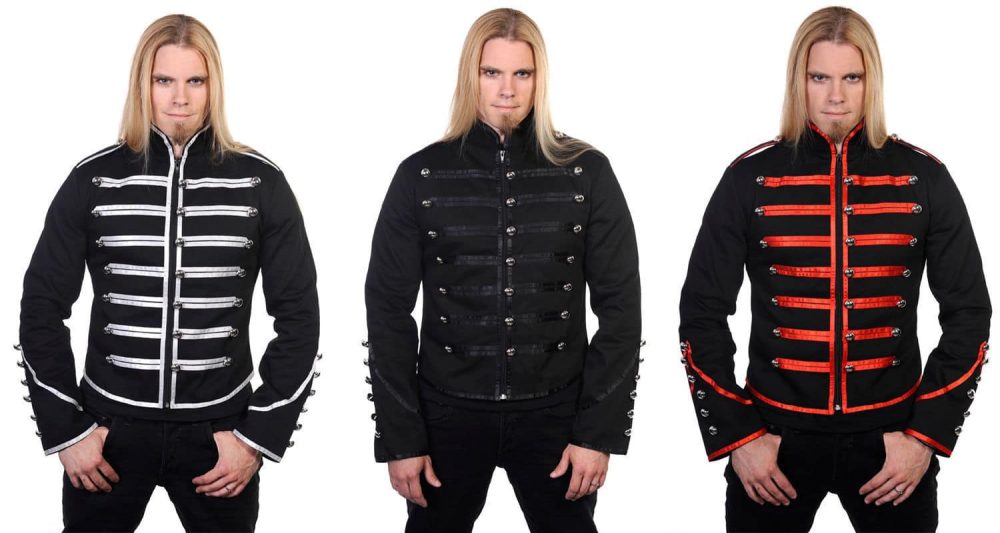 Men Red Parade Military Jacket Steampunk Marching Drummer Jacket