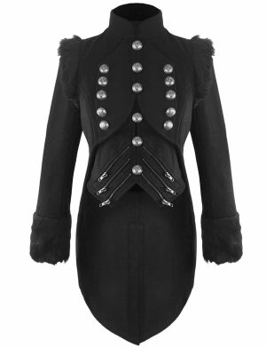 RQBL Womens Military Tailcoat Coat Jacket Black Kilt and Jacks