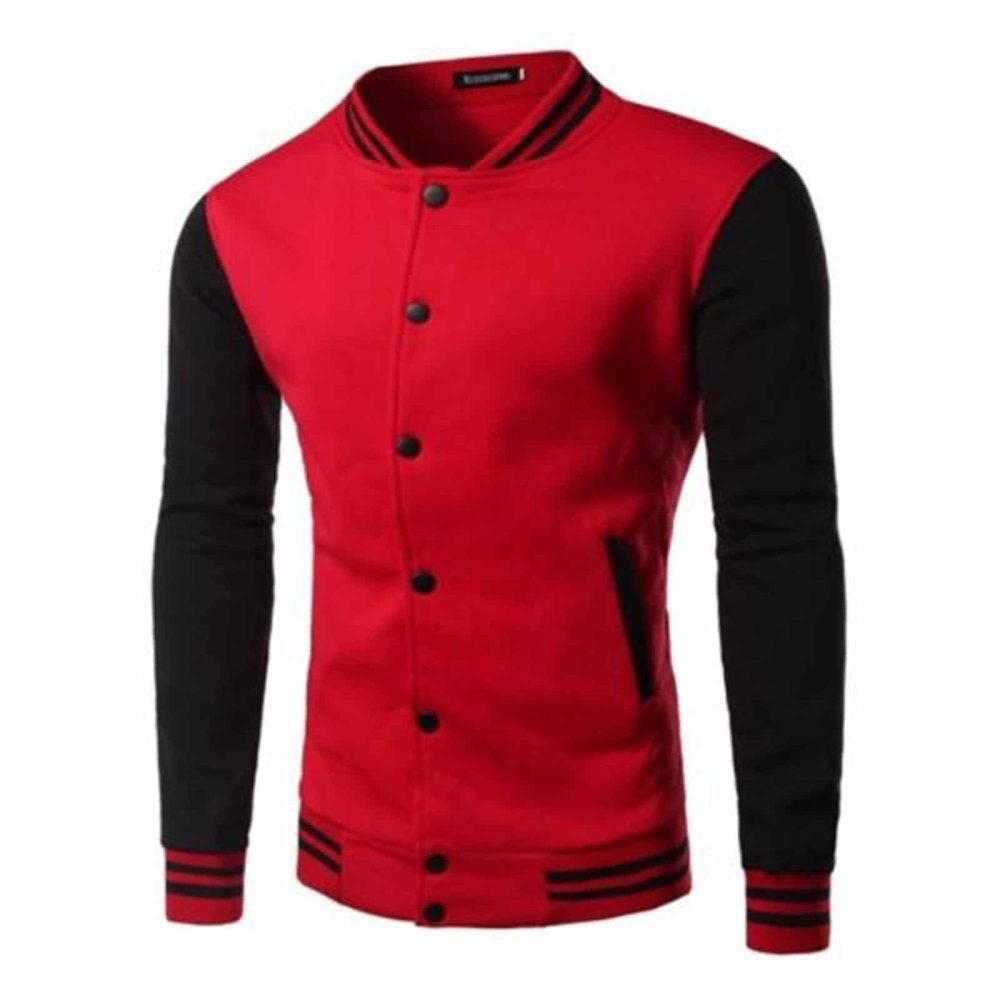 Buy Slim Fit Red Black Letterman Varsity Jacket - Jackets for Men ...