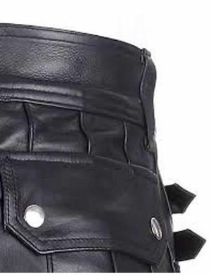 Black Leather Kilt with Twin Cargo Pockets, Cargo Pocket Kilts, Kilts for Men, Best Kilts