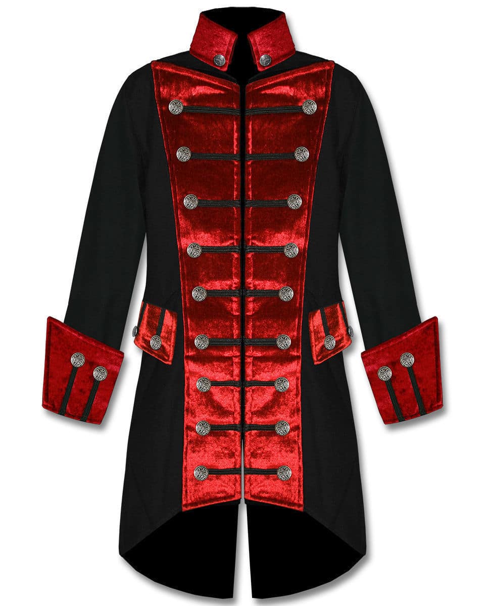 Black Red Velvet Trim Steampunk Vampire Goth Jacket (960 x 1200 Pixel)