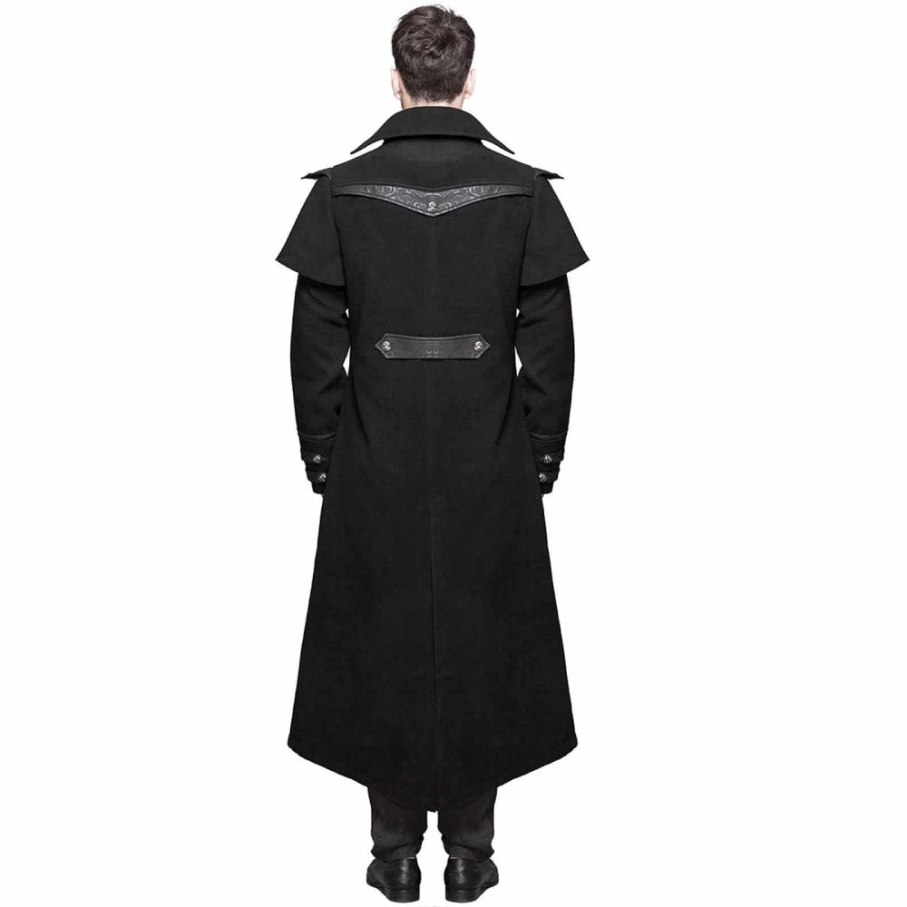Mens Coat Long Jacket Black Gothic Steampunk Dieselpunk Highwayman