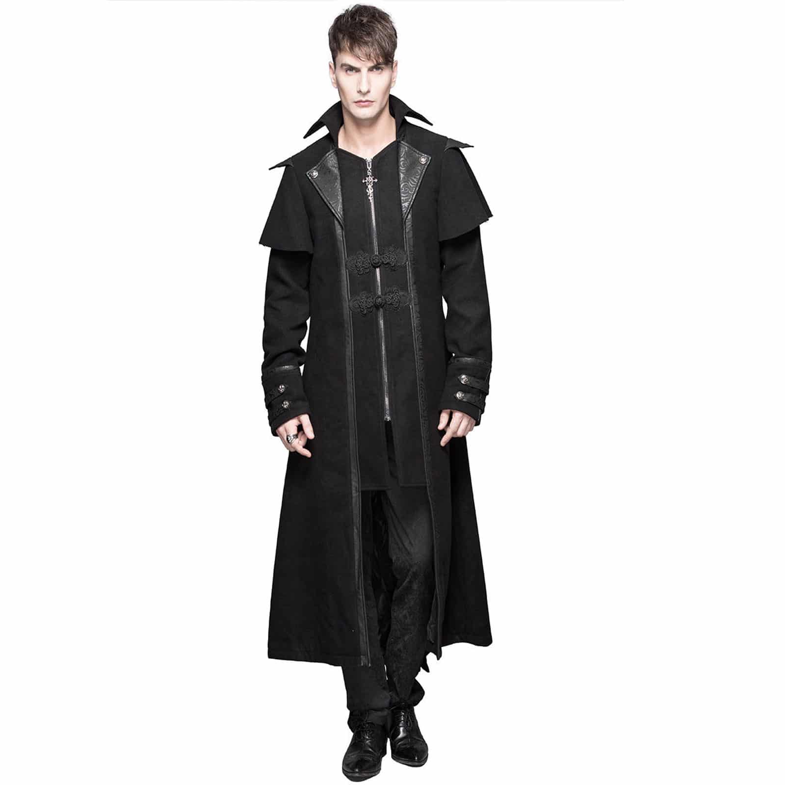 Mens Coat Long Jacket Black Gothic Steampunk Dieselpunk Highwayman