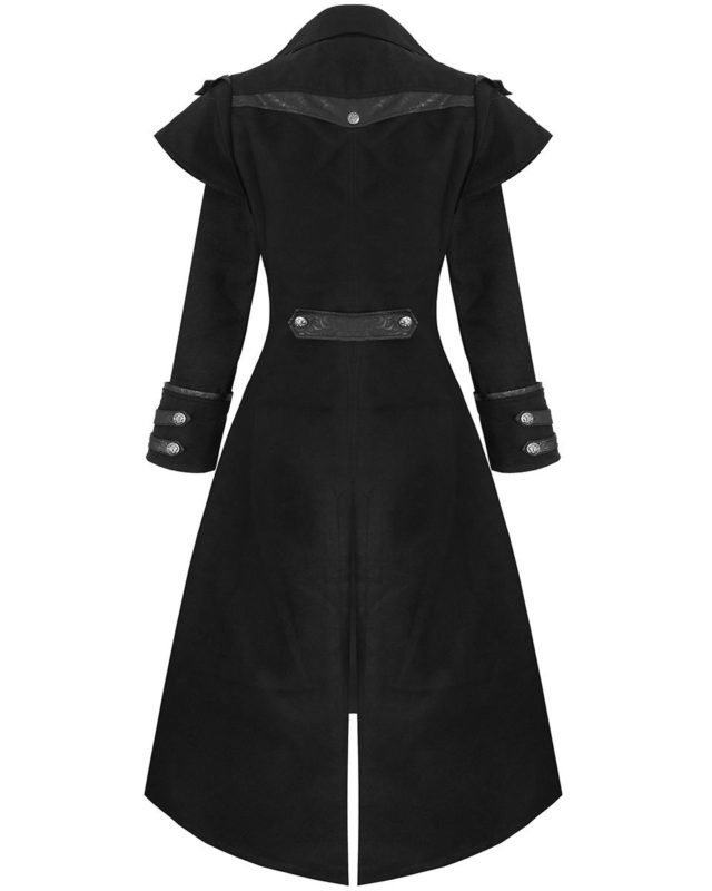 Womens Long Coat Jacket Black Gothic Steampunk Dieselpunk Winter