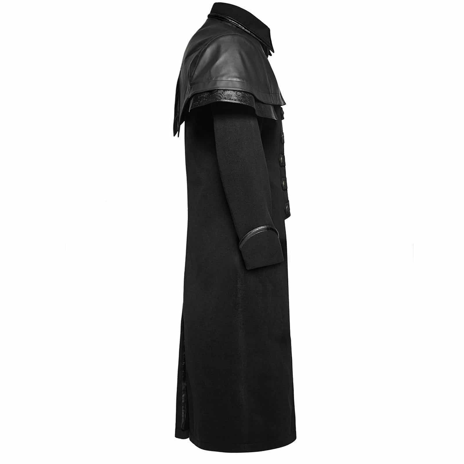 Long Military Gothic Jacket with Leather Shoulders | Custom Made | Kilt ...