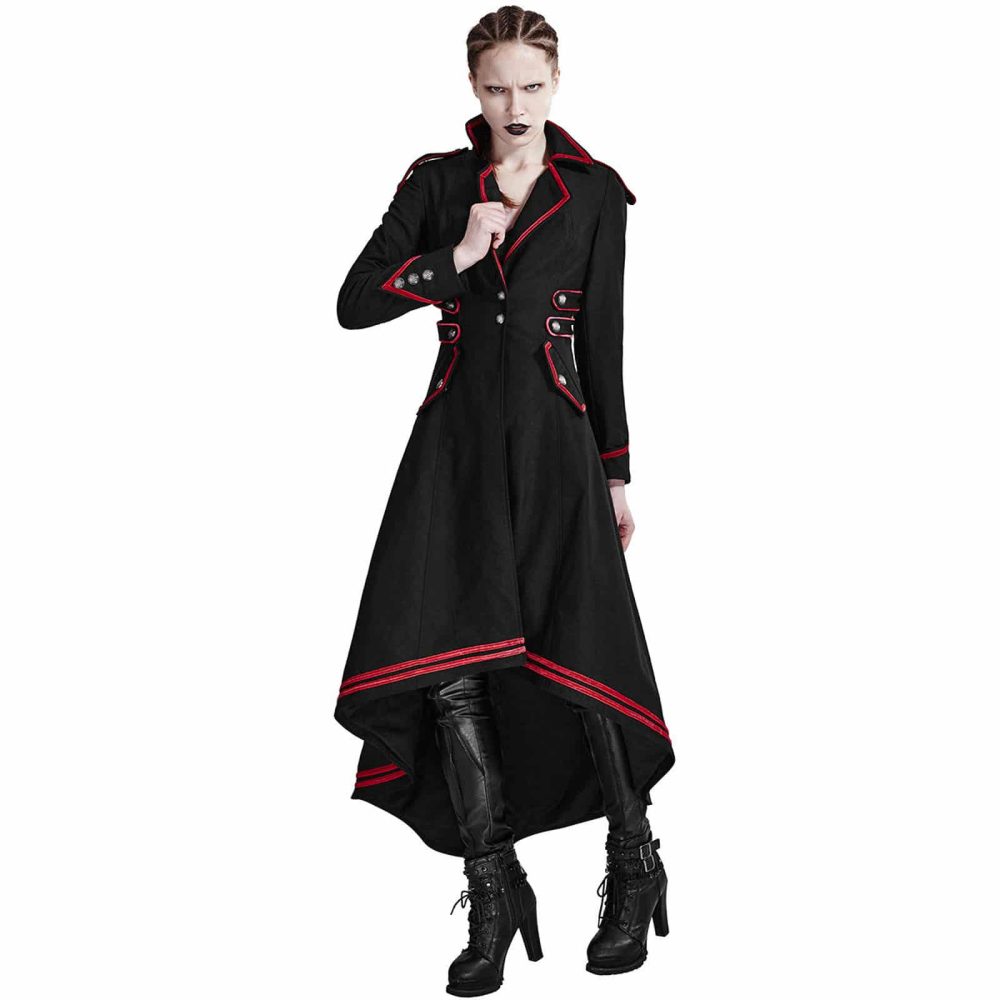 Pautas Ellos Shinkan Chaqueta Gótica Larga Negro Rojo para Mujer | Hecho a medida | falda  escocesa y jacks