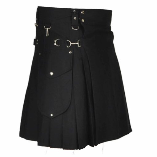 mens black utility kilt