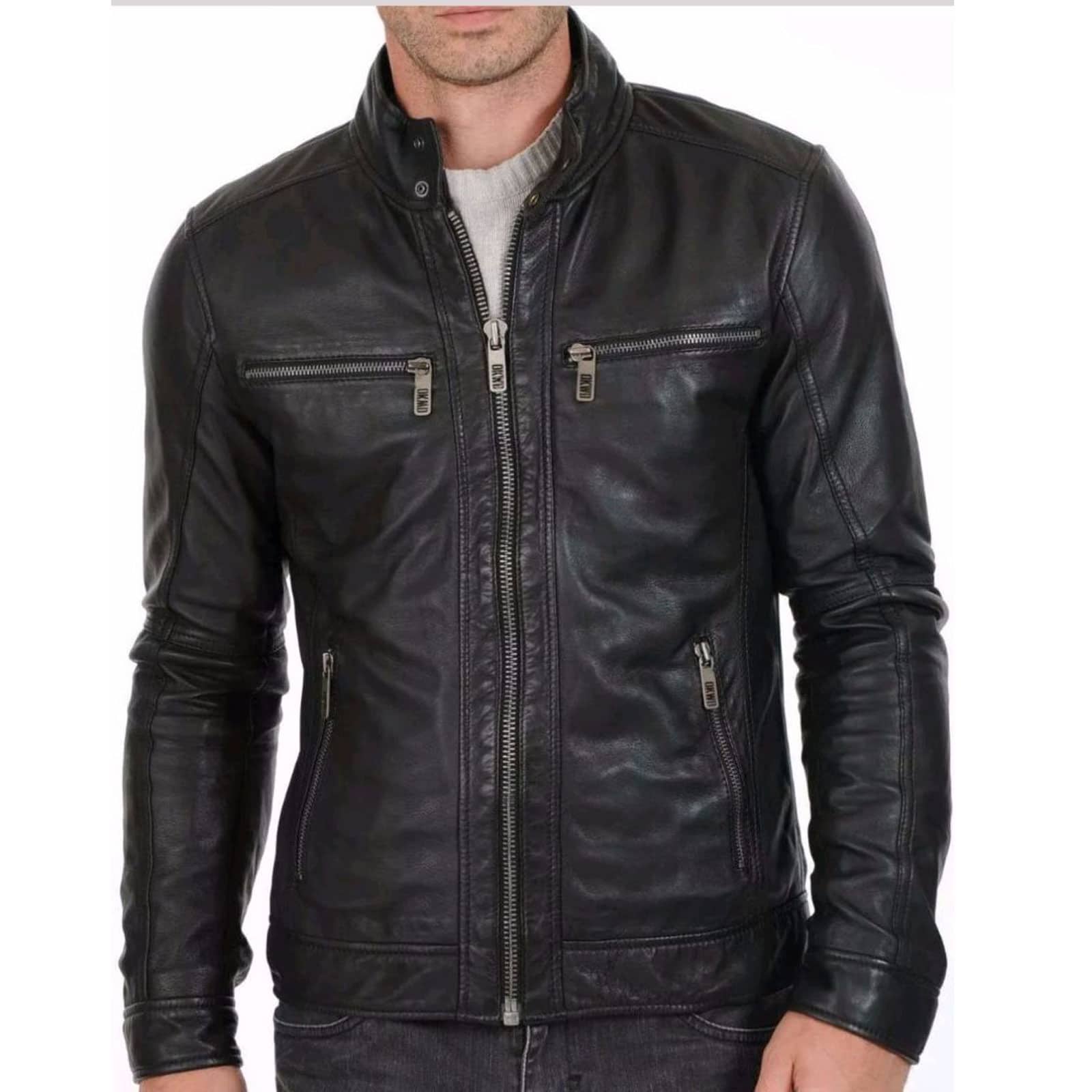 Buy Biker Leather Jacket with Snap Closure - Jackets for Men 0075 ...