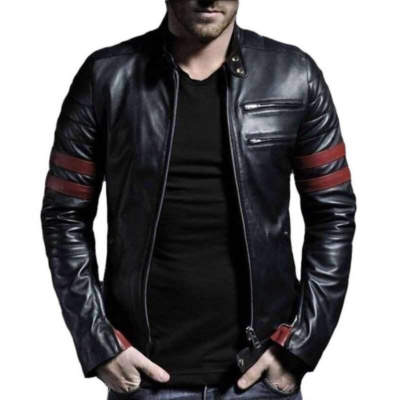 Leather Jacket with Straps | Men's 