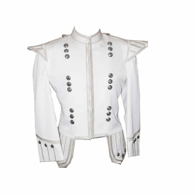 Buy White Doublet Piper Kilt Jacket with Silver Trim - Jackets for Men ...