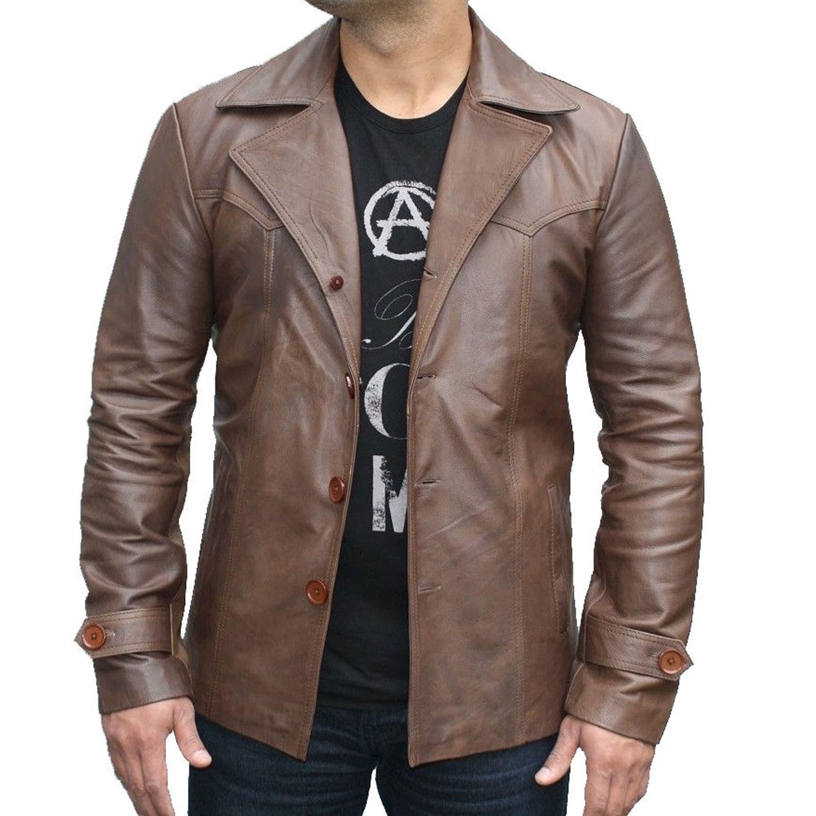 70 S Vintage Men S Leather Jacket 100 Genuine Leather Kilt And Jacks