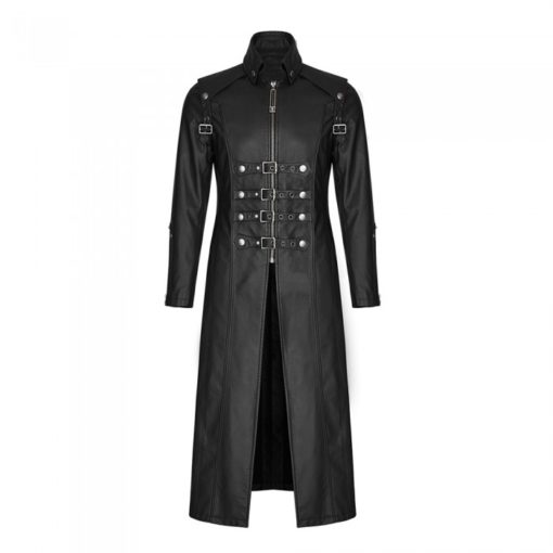 Long Black Gothic Leather Coat - Goth Leather Coats | Kilt and Jacks